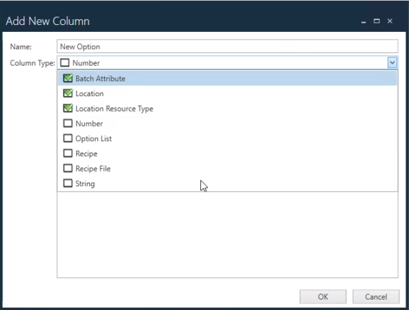 Add New Column dialog - Operation