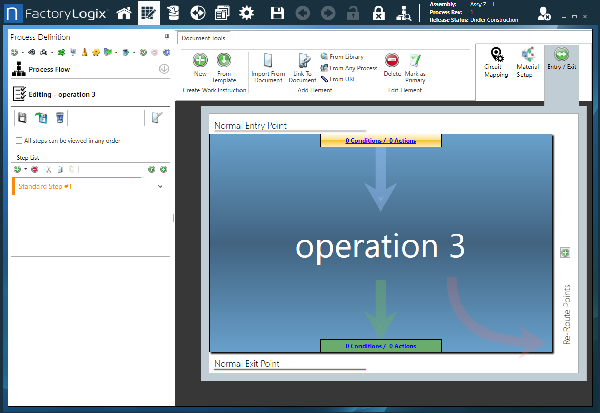 Condition and action setup