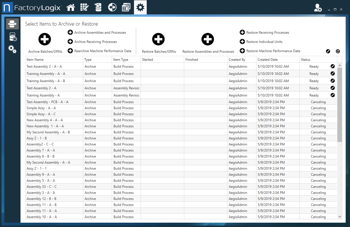 Active Archive Queue window