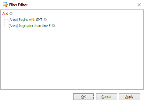 Filter Editor dialog