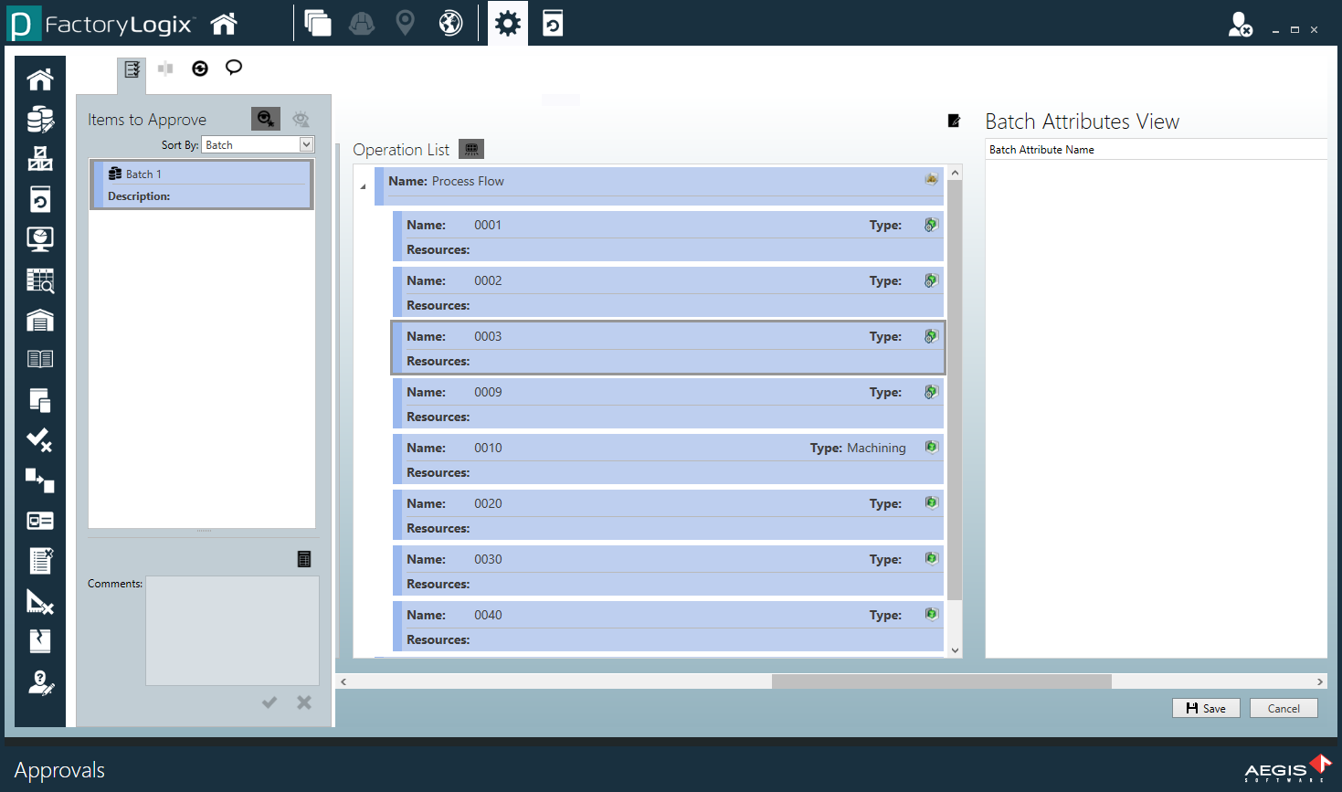 Batch Attributes view - Approvals