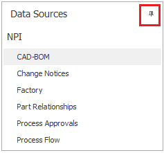 Select the push pin button to hide the Data Source Navigator