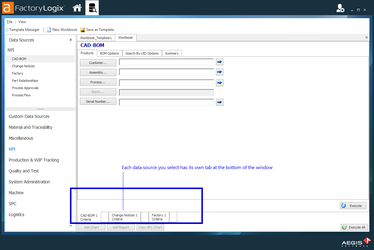 Data source tabs