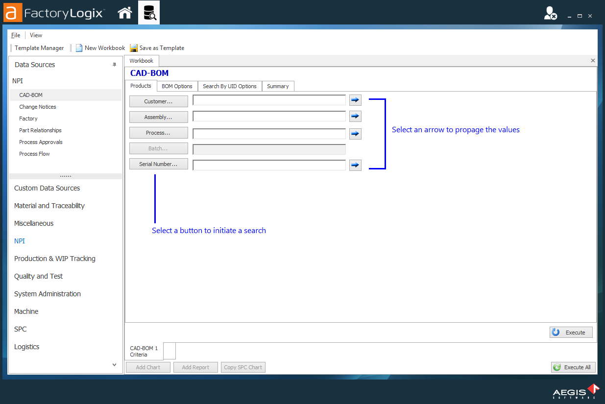 Data source search and filtering criteria