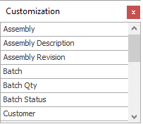 Column Customization box