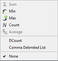 Summary options for grouped column data