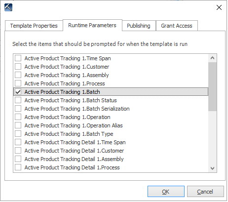 Runtime Parameters tab