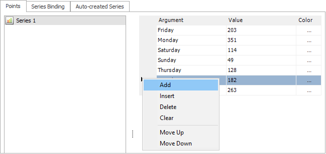 Data page points tab