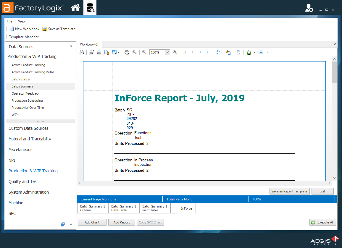 Completed report in DataMiner workbook