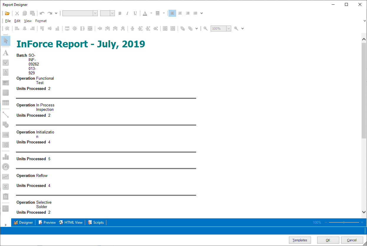 Report displayed in HTML View mode