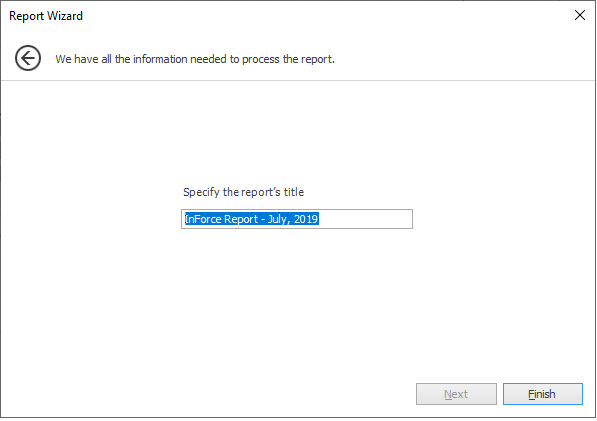 Report wizard specify a report title