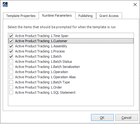 Runtime Parameters tab