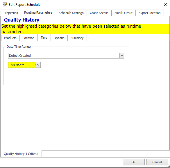 Runtime Parameters tab