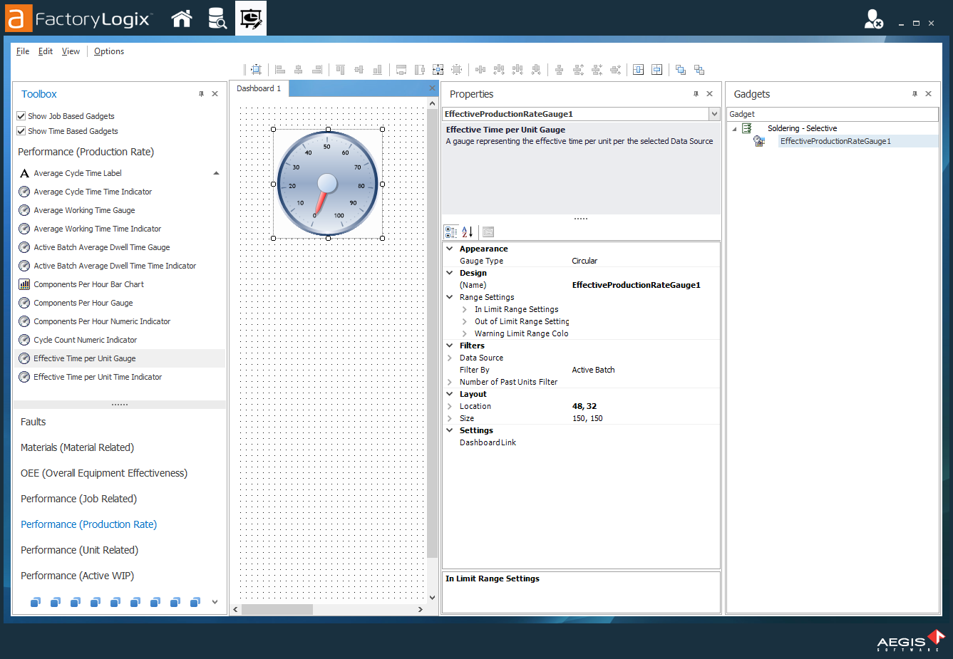 Sample gauge gadget in iMonitor Designer