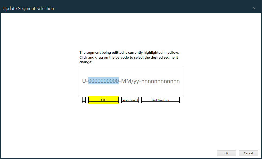 Update Segment Selection dialog