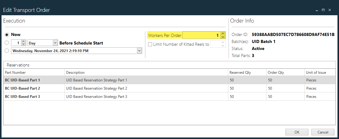 Workers Per Order option