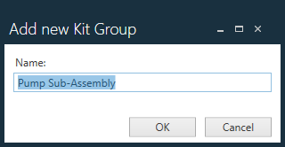 Add new Kit Group dialog