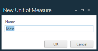 New Unit of Measure Dialog