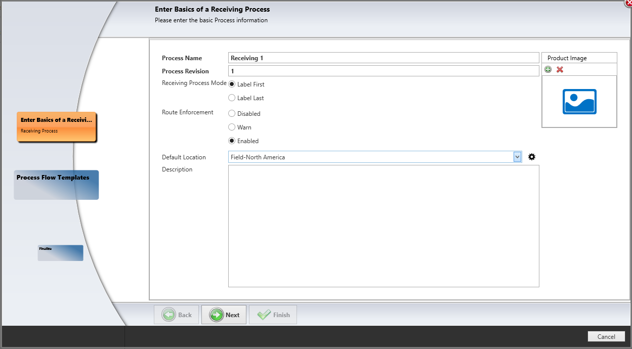 Enter Basics of a Receiving Process page