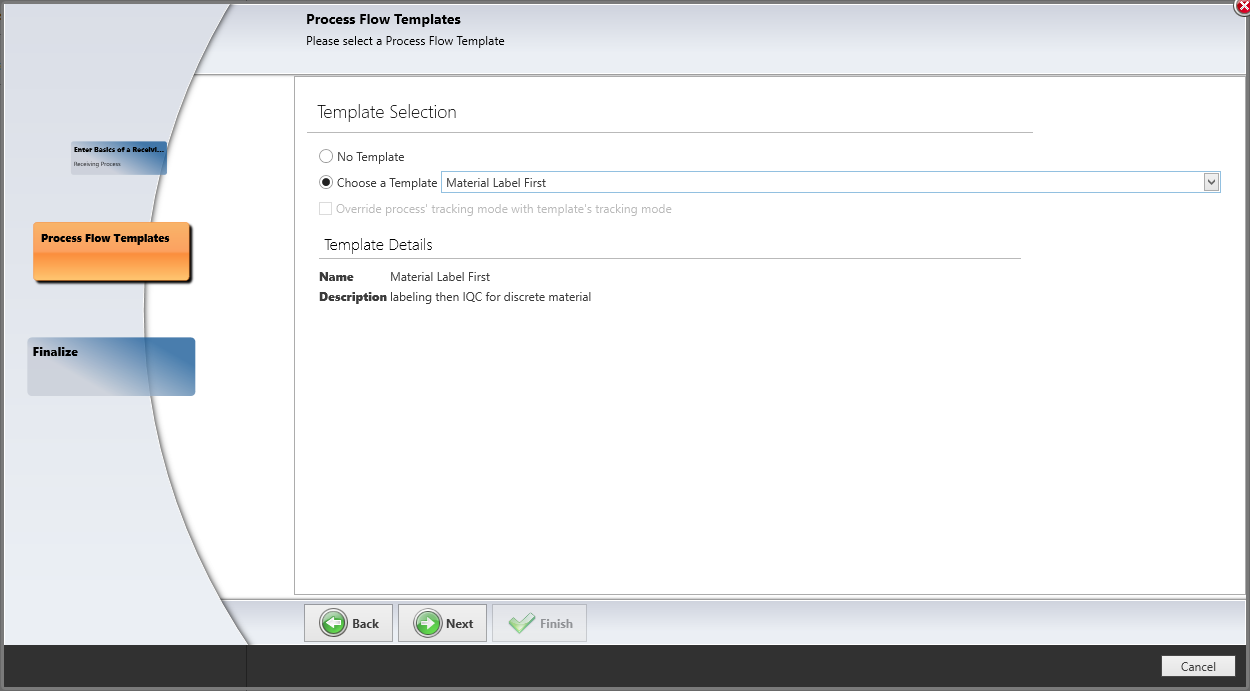 Receiving Process - Process Flow Templates