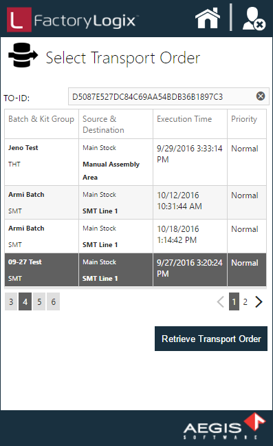 View a list of active transport orders