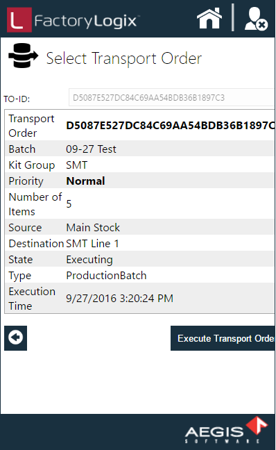 Select a transport order