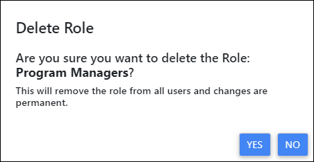 Delete User Role dialog