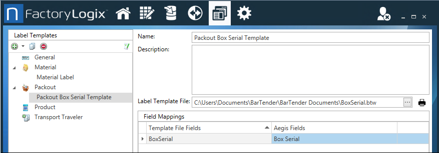 Label Templates dialog - Field Mappings