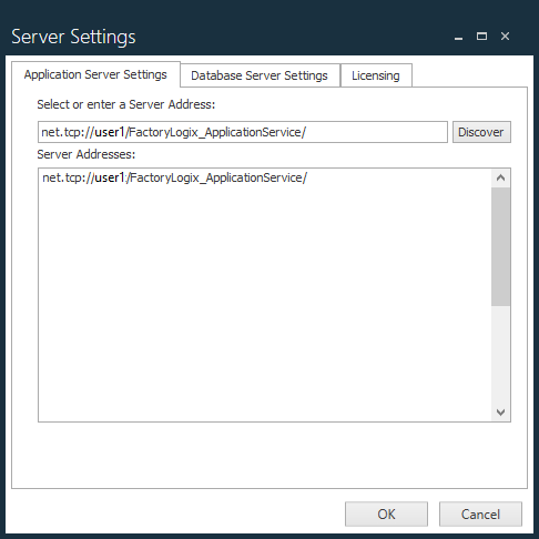 Server Settings dialog