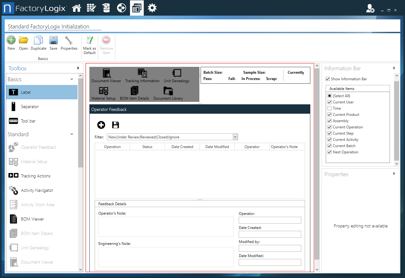 Standard FactoryLogix Initialization template