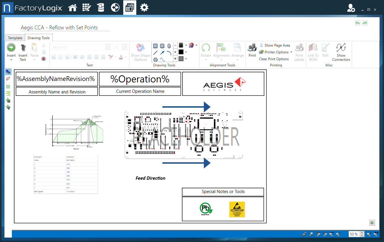 Example active work instruction template