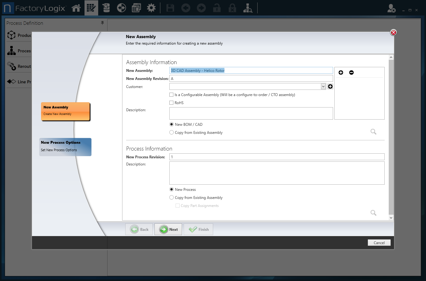 New Assembly wizard page