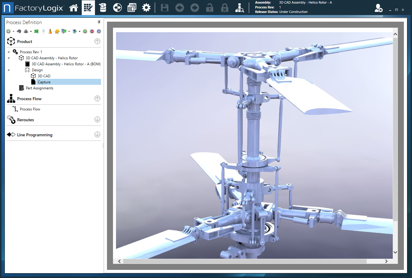 A screen capture of the 3D CAD model imported with other design files