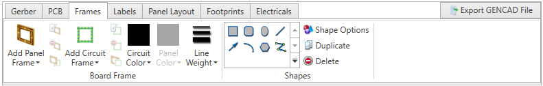 Frames tab editing tools