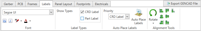 Labels tab editing tools