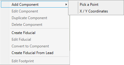 Right-click menu for ECAD components