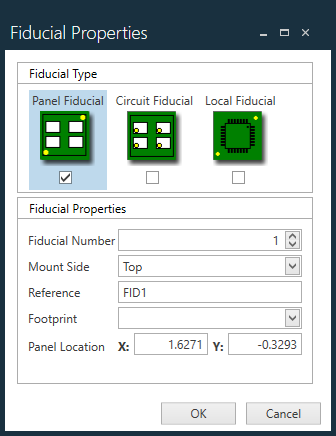 Fiducial Properties dialog