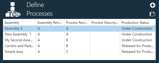 Define Processes window