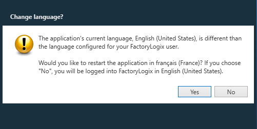 Language change confirmation