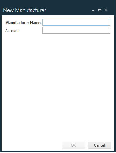 New Manufacturer dialog