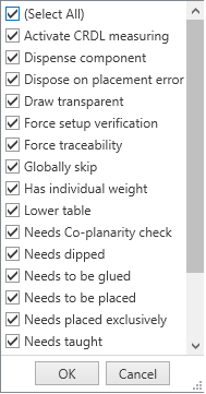 Component Handling selections