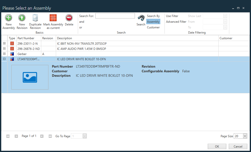 Select an assembly from the library