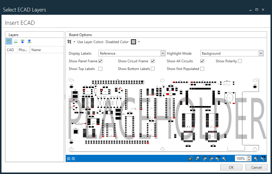 Select ECAD Layers dialog