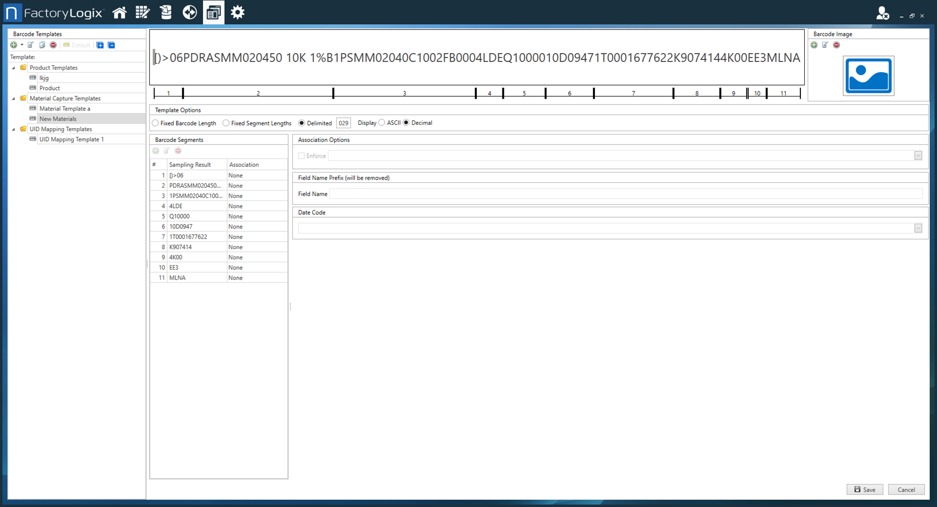 Barcode template example