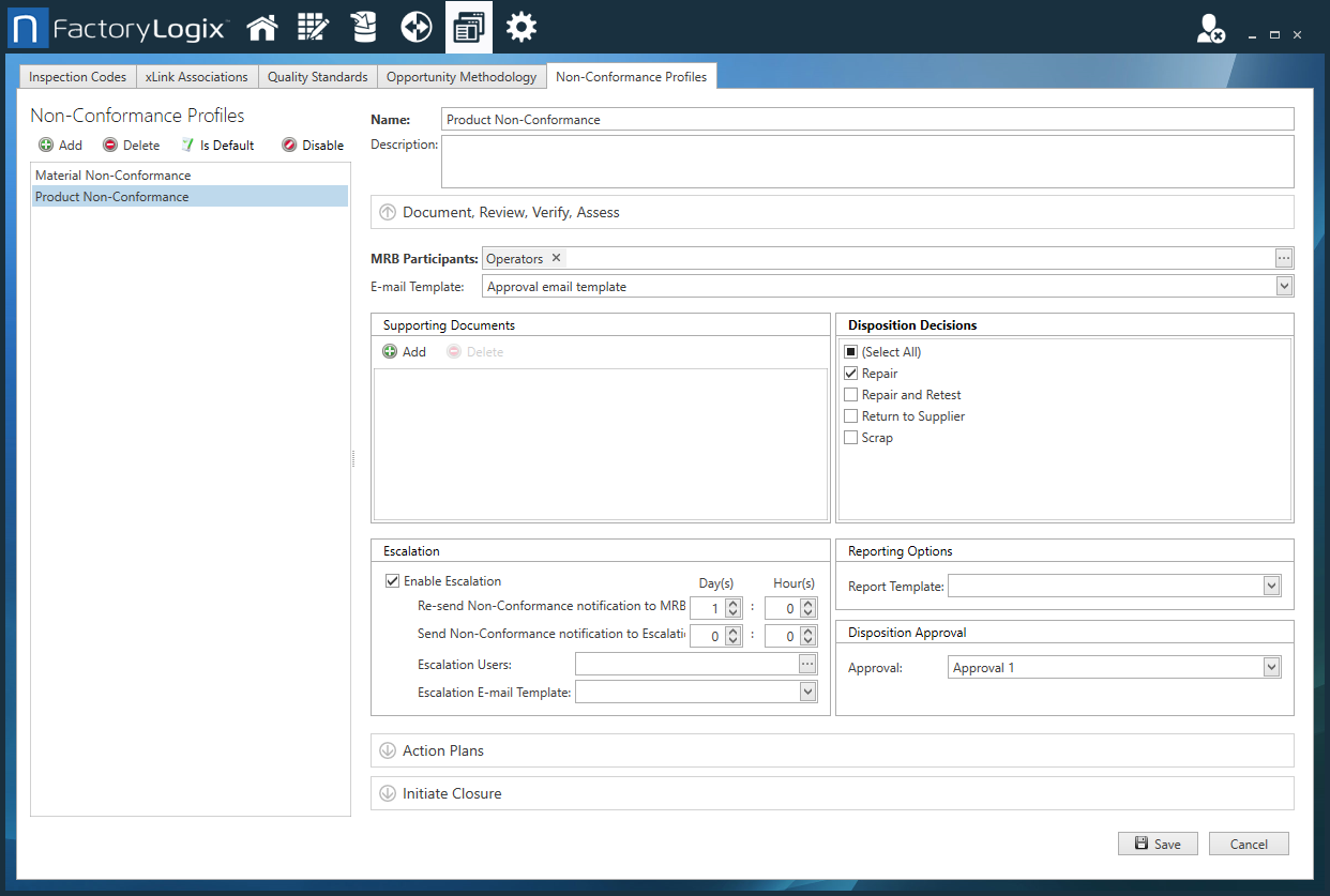 Document, Review, Verify, Assess options