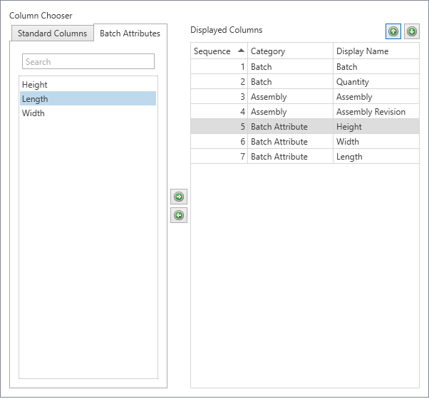 Batch Attributes Column Chooser