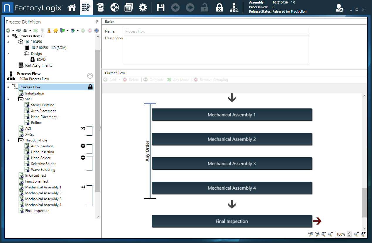 Process Definition window