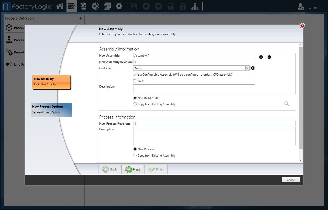 New Assembly wizard page