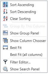 Column editing commands