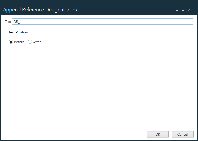 Append Reference Designator Text dialog